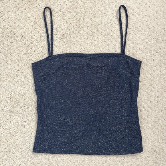 Reformation Isabella Top in Navy Sparkle Sleeveless Camisole Women’s Size Small - Picture 1 of 7